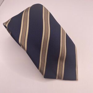 Faconnable Navy and Gold Striped Tie